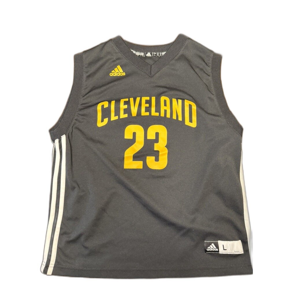 Adidas Lebron James #23 Cleveland Cavaliers Basketball Jersey Black Boys Large